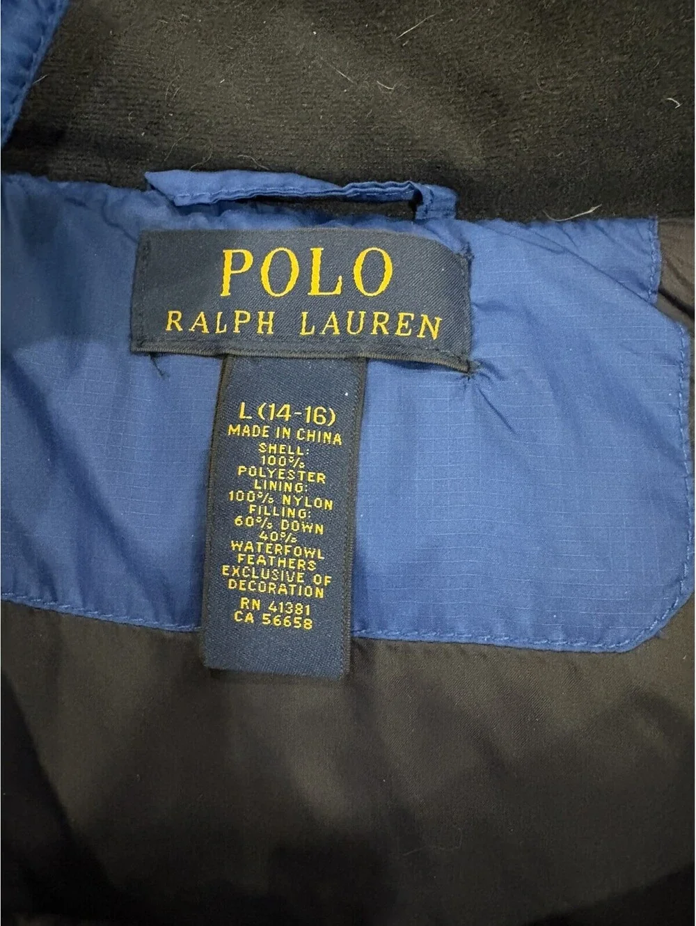 Polo Ralph Lauren Puffer Down Jacket Aviator Navy/Blue MSRP $135 L 14-16